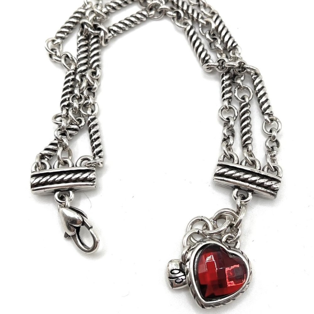 Brighton Reversible Red Heart Charm Bracelet - 8082